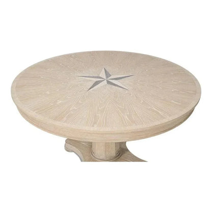 Samuel Oak Wood Beige Round Dining Table-Dining Tables-Sarreid-LOOMLAN