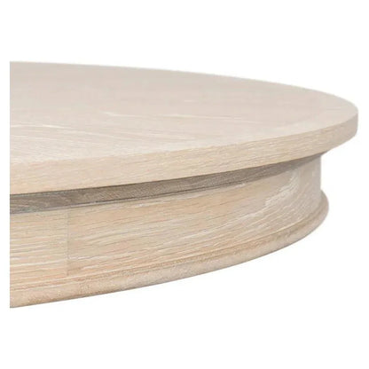 Samuel Oak Wood Beige Round Dining Table-Dining Tables-Sarreid-LOOMLAN