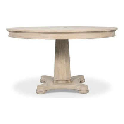 Samuel Oak Wood Beige Round Dining Table-Dining Tables-Sarreid-LOOMLAN