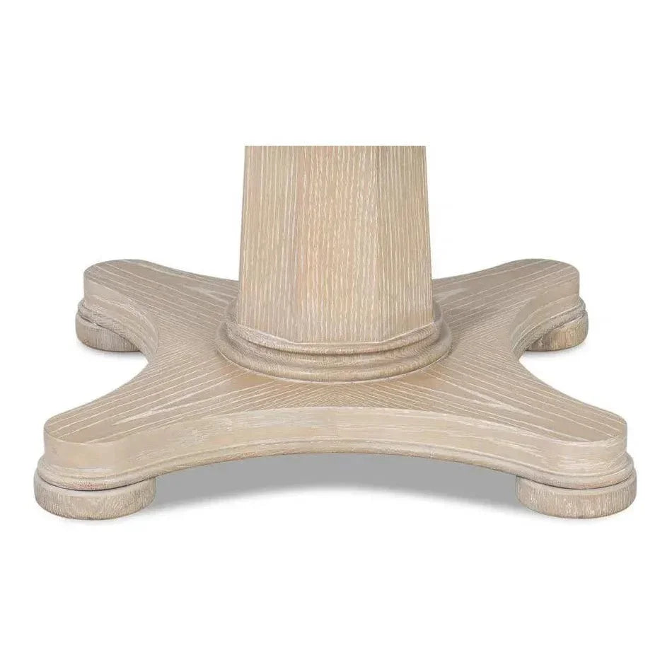 Samuel Oak Wood Beige Round Dining Table-Dining Tables-Sarreid-LOOMLAN