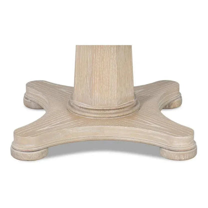 Samuel Oak Wood Beige Round Dining Table-Dining Tables-Sarreid-LOOMLAN