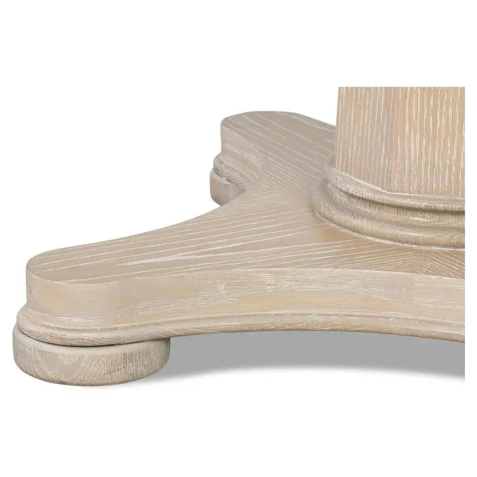 Samuel Oak Wood Beige Round Dining Table-Dining Tables-Sarreid-LOOMLAN