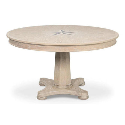 Samuel Oak Wood Beige Round Dining Table-Dining Tables-Sarreid-LOOMLAN