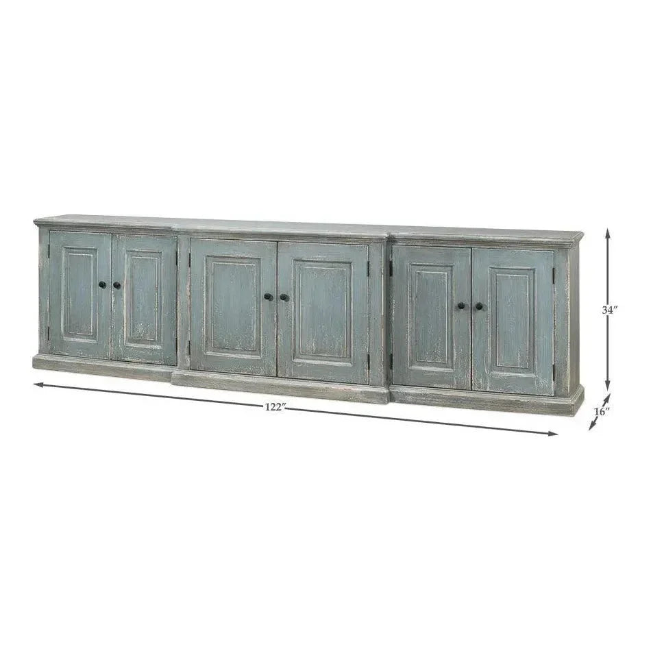 San Marco Bungalow Cabinet for Living Room Blue Grey - LOOMLAN - Sarreid - Sideboards
