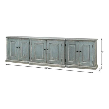 San Marco Bungalow Cabinet for Living Room Blue Grey - LOOMLAN - Sarreid - Sideboards