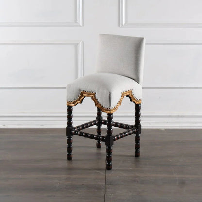 San Marco Cream Fabric Counter Stool - LOOMLAN - Peninsula Home - Poufs and Stools