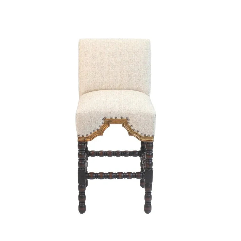 San Marco Cream Fabric Counter Stool - LOOMLAN - Peninsula Home - Poufs and Stools