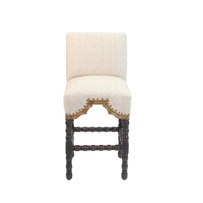 San Marco Cream Fabric Counter Stool - LOOMLAN - Peninsula Home - Poufs and Stools