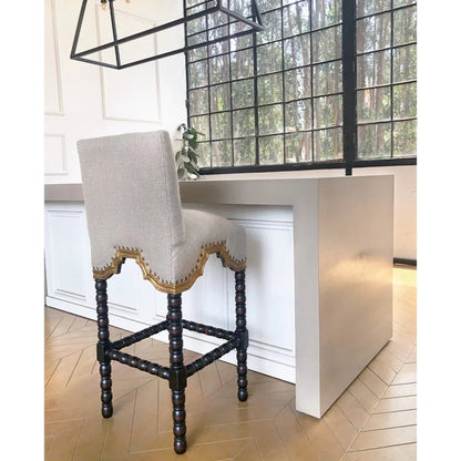 San Marco Cream Fabric Counter Stool - LOOMLAN - Peninsula Home - Poufs and Stools