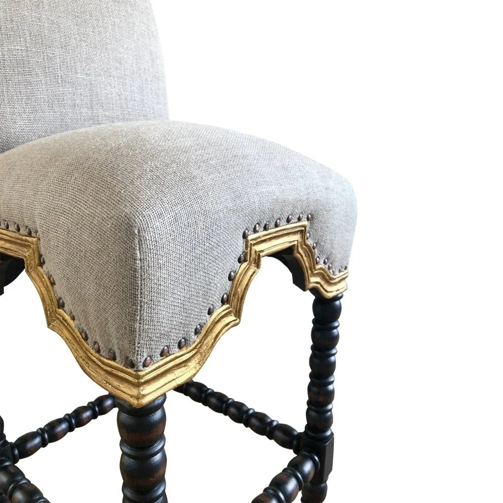 San Marco Cream Fabric Counter Stool - LOOMLAN - Peninsula Home - Poufs and Stools