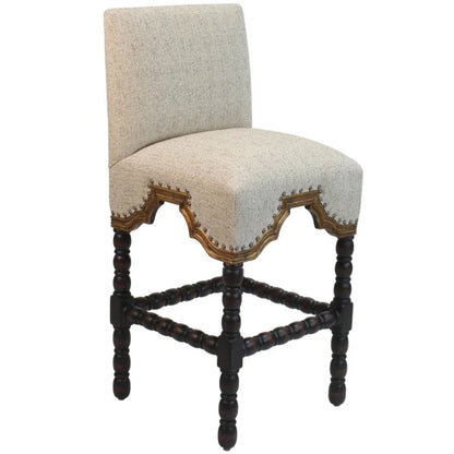 San Marco Cream Fabric Counter Stool - LOOMLAN - Peninsula Home - Poufs and Stools