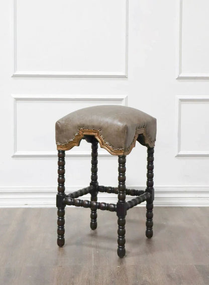 San Marco Handcrafted Leather Barstool - LOOMLAN - Peninsula Home - Poufs and Stools