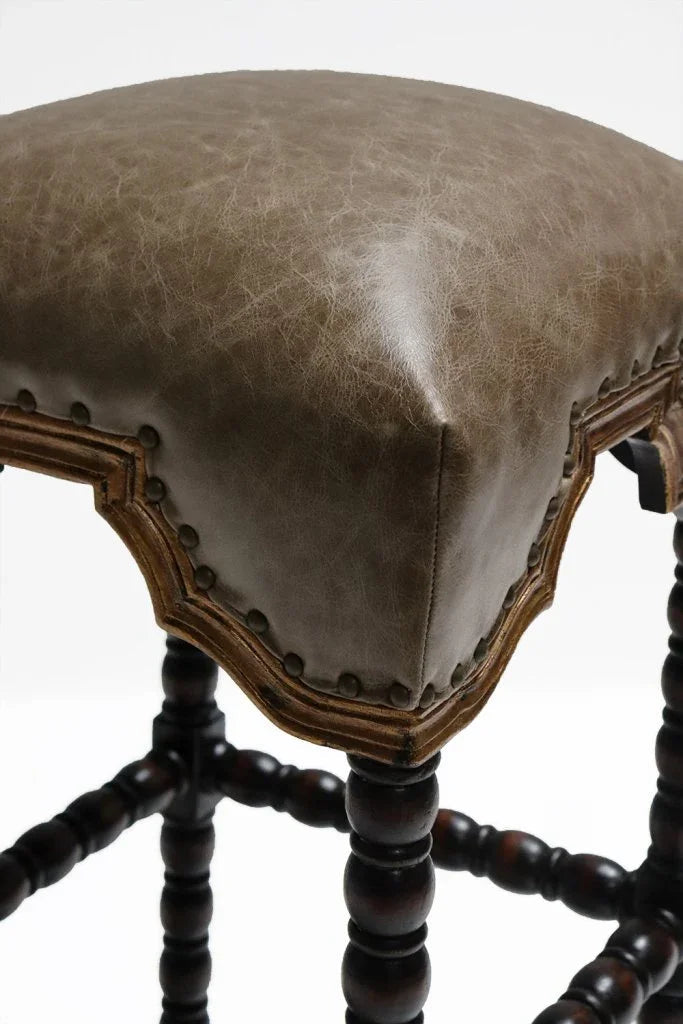 San Marco Handcrafted Leather Barstool - LOOMLAN - Peninsula Home - Poufs and Stools