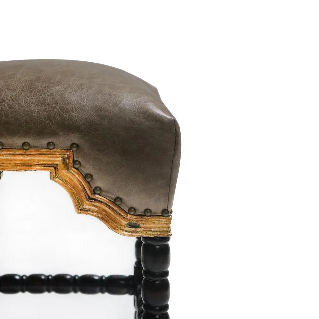 San Marco Handcrafted Leather Barstool - LOOMLAN - Peninsula Home - Poufs and Stools