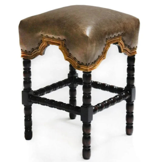 San Marco Handcrafted Leather Counter Stool - LOOMLAN - Peninsula Home - Poufs and Stools