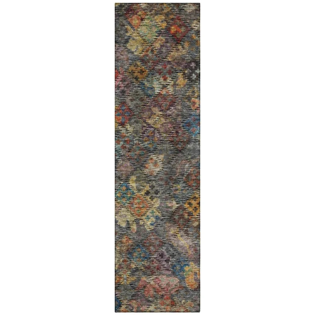 San Marino Gray Washable Indoor-Outdoor Rug-Outdoor Rugs-LOOMLAN Rugs-2'3" x 7'6"-LOOMLAN