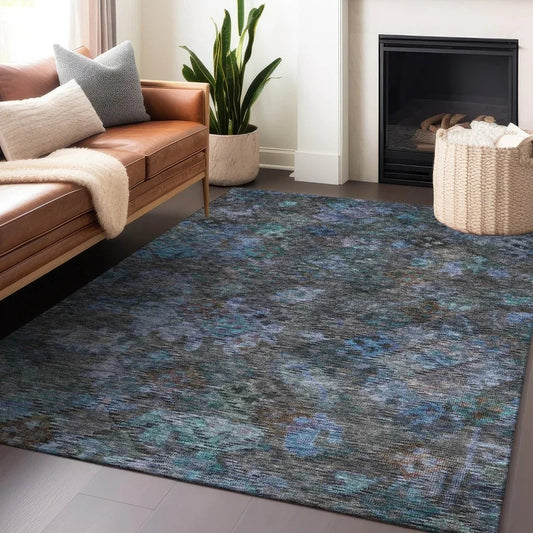 San Marino Teal Washable Indoor-Outdoor Rug-Outdoor Rugs-LOOMLAN Rugs-LOOMLAN