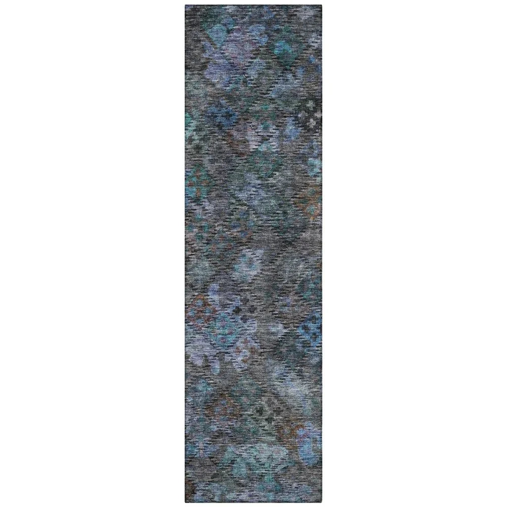 San Marino Teal Washable Indoor-Outdoor Rug-Outdoor Rugs-LOOMLAN Rugs-2'3" x 7'6"-LOOMLAN