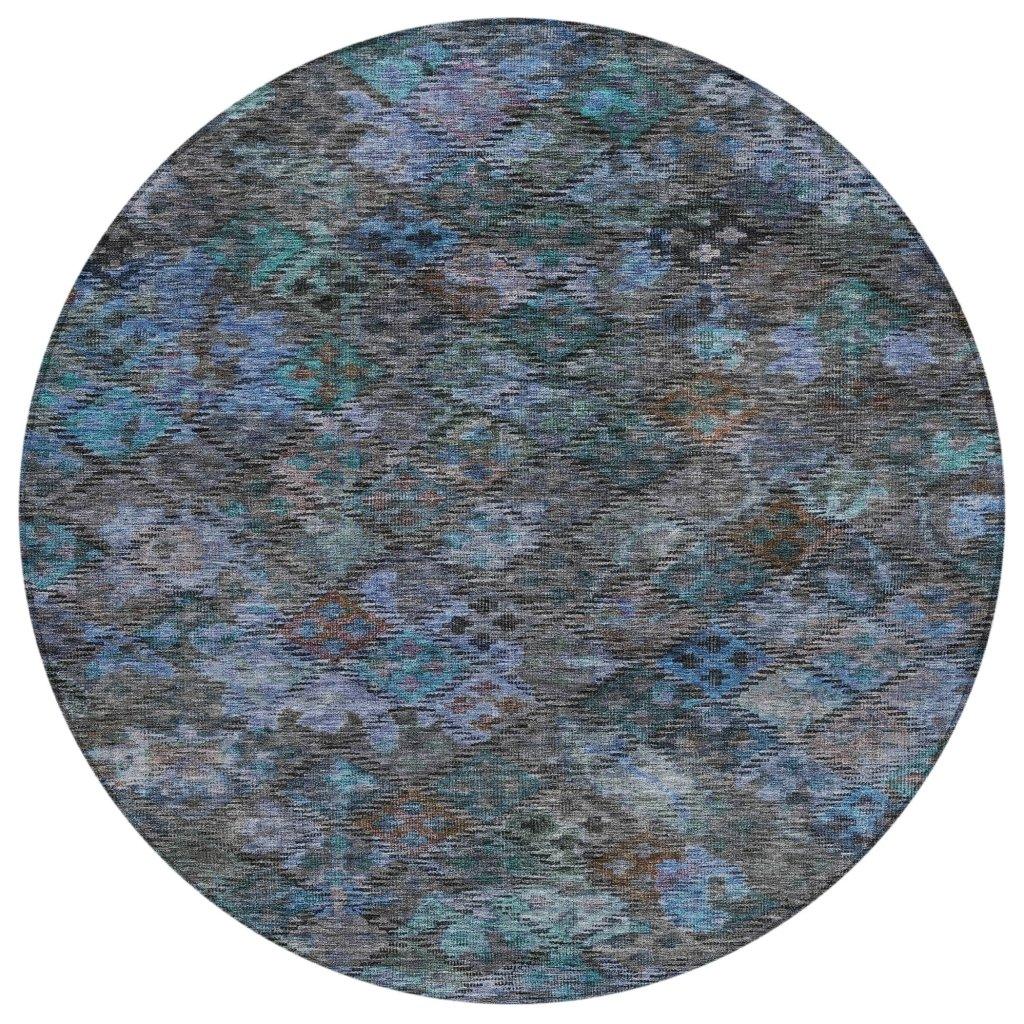 San Marino Teal Washable Indoor-Outdoor Rug-Outdoor Rugs-LOOMLAN Rugs-8' x 8'-LOOMLAN
