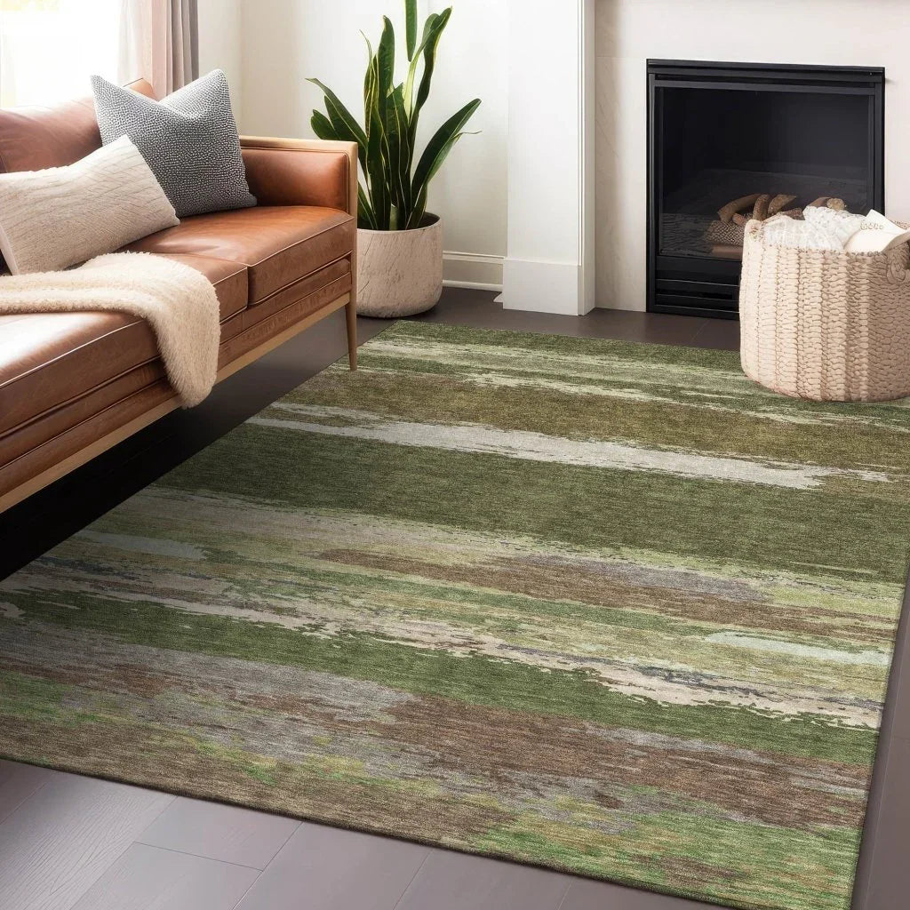 Sanara Green Washable Indoor - Outdoor Rug - LOOMLAN - LOOMLAN Rugs - Outdoor Rugs