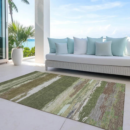 Sanara Green Washable Indoor - Outdoor Rug - LOOMLAN - LOOMLAN Rugs - Outdoor Rugs