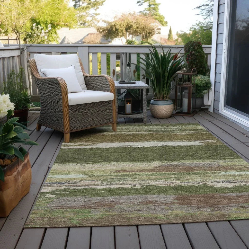 Sanara Green Washable Indoor - Outdoor Rug - LOOMLAN - LOOMLAN Rugs - Outdoor Rugs