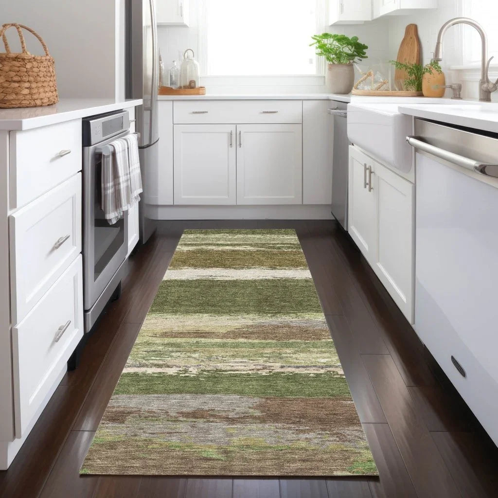 Sanara Green Washable Indoor - Outdoor Rug - LOOMLAN - LOOMLAN Rugs - Outdoor Rugs