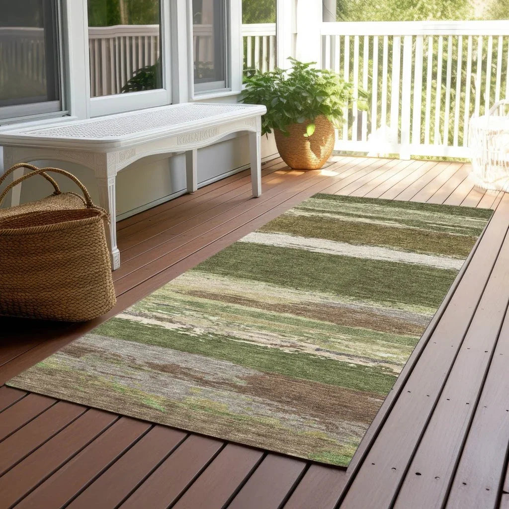 Sanara Green Washable Indoor - Outdoor Rug - LOOMLAN - LOOMLAN Rugs - Outdoor Rugs