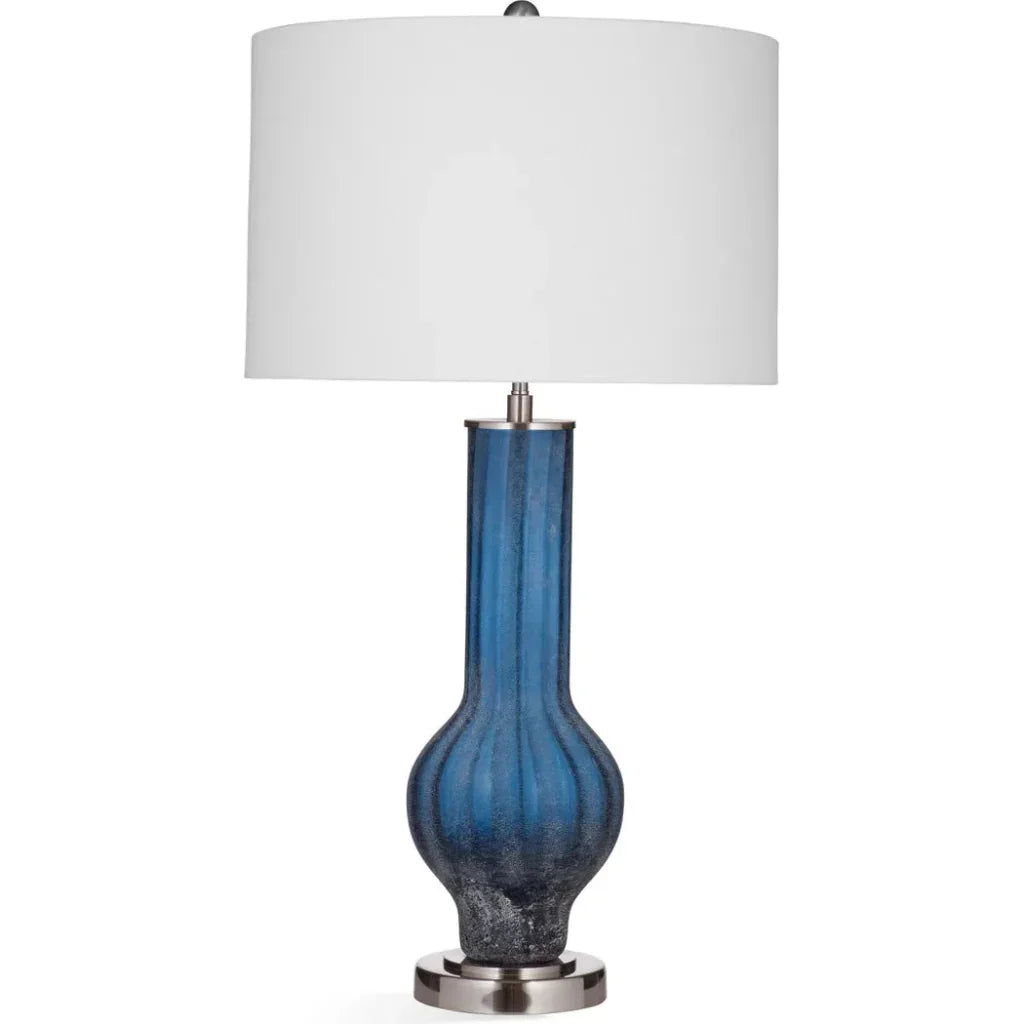 Sandee Glass and Metal Blue Table Lamp - LOOMLAN - Bassett Mirror - Table Lamps