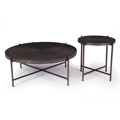 Sanskrit Bronze Plated Steel Round Coffee Table - LOOMLAN - Urbia - Coffee Tables