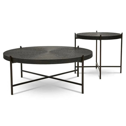Sanskrit Bronze Plated Steel Round End Table - LOOMLAN - Urbia - Side Tables