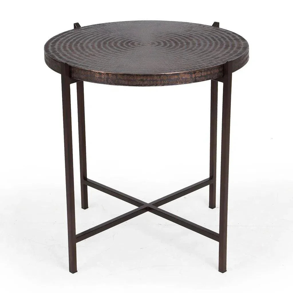 Sanskrit Bronze Plated Steel Round End Table - LOOMLAN - Urbia - Side Tables