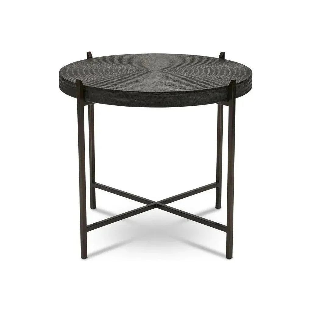 Sanskrit Bronze Plated Steel Round End Table - LOOMLAN - Urbia - Side Tables