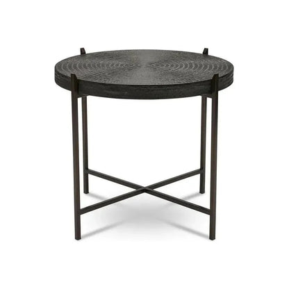 Sanskrit Bronze Plated Steel Round End Table - LOOMLAN - Urbia - Side Tables