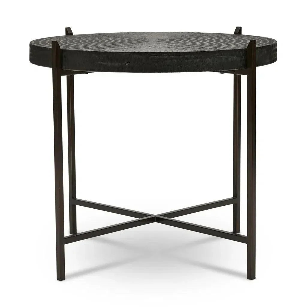 Sanskrit Bronze Plated Steel Round End Table - LOOMLAN - Urbia - Side Tables