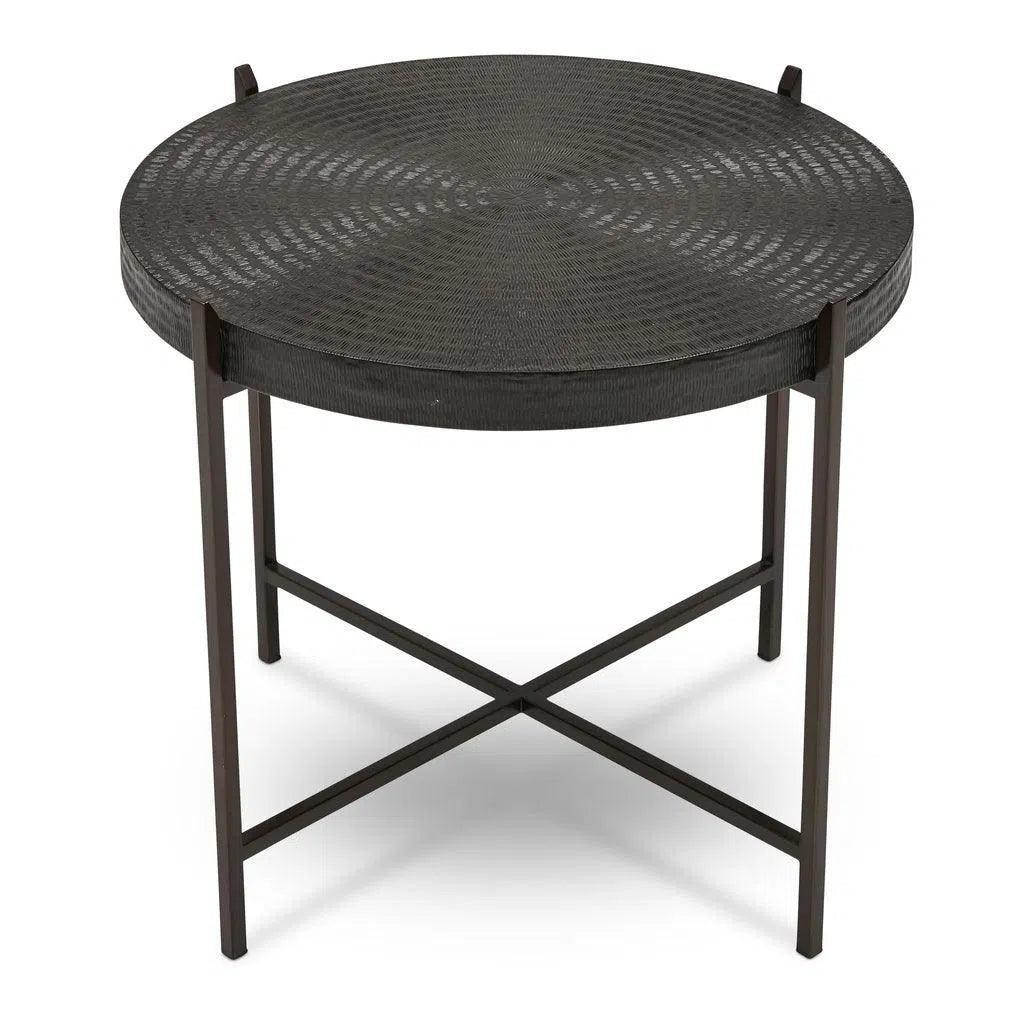 Sanskrit Bronze Plated Steel Round End Table - LOOMLAN - Urbia - Side Tables