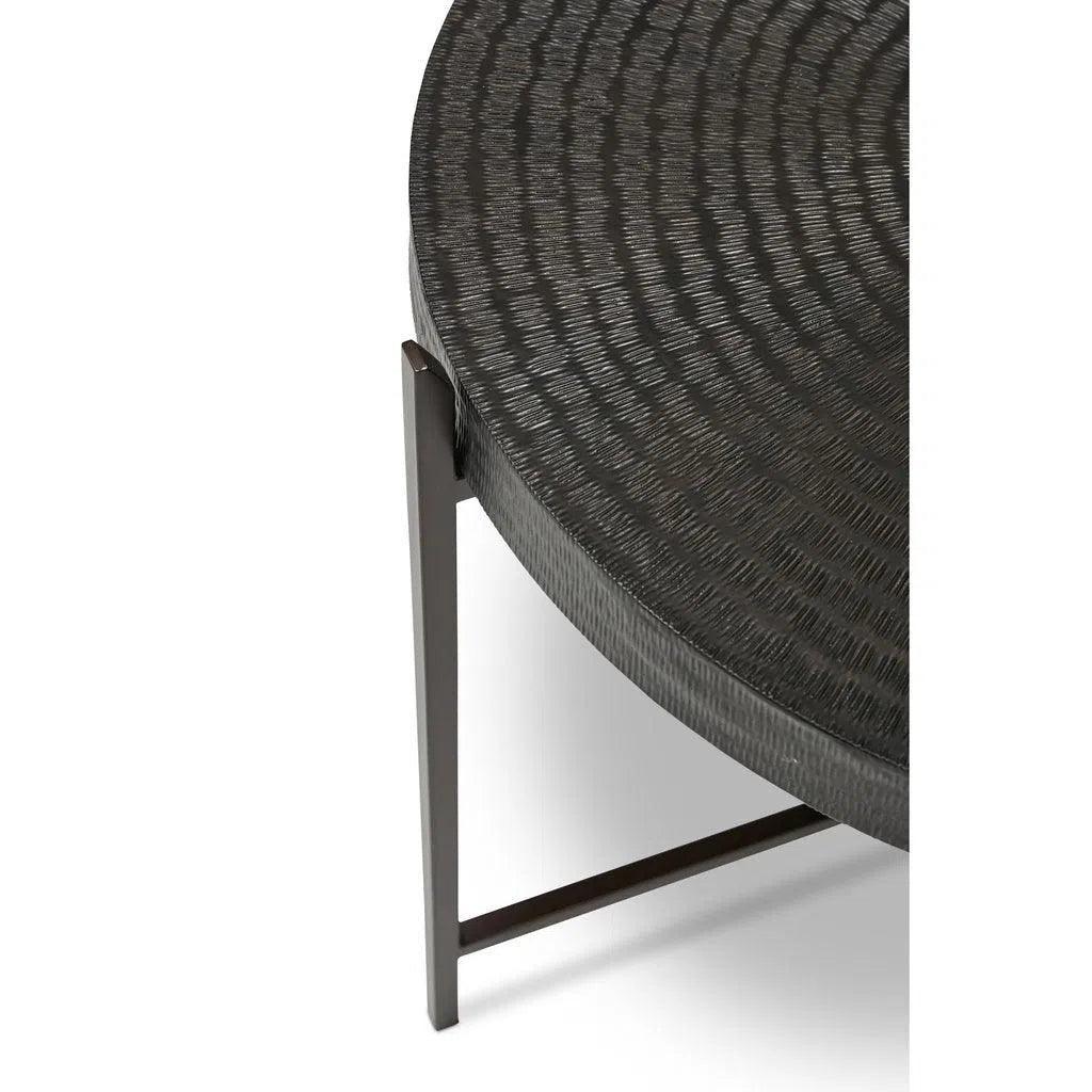 Sanskrit Bronze Plated Steel Round End Table - LOOMLAN - Urbia - Side Tables