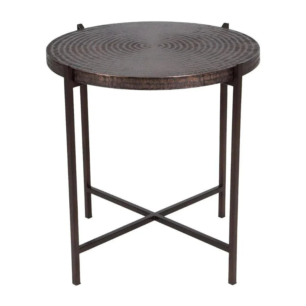 Sanskrit Bronze Plated Steel Round End Table - LOOMLAN - Urbia - Side Tables