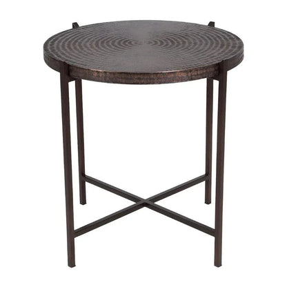 Sanskrit Bronze Plated Steel Round End Table - LOOMLAN - Urbia - Side Tables
