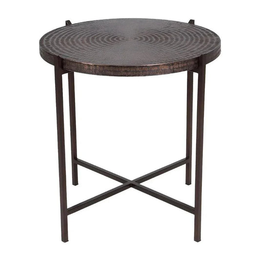 Sanskrit Bronze Plated Steel Round End Table - LOOMLAN - Urbia - Side Tables
