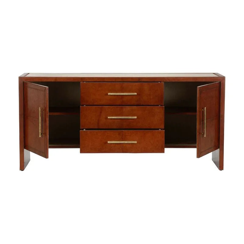 Santino Leather Covered Brown Buffet - LOOMLAN - Chelsea House - Buffets