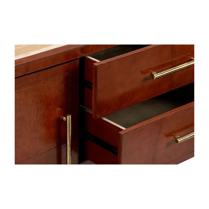 Santino Leather Covered Brown Buffet - LOOMLAN - Chelsea House - Buffets