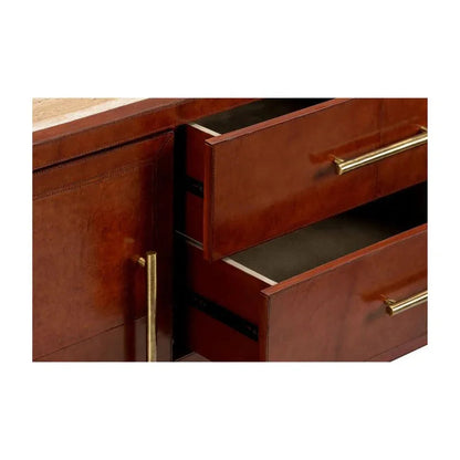 Santino Leather Covered Brown Buffet - LOOMLAN - Chelsea House - Buffets