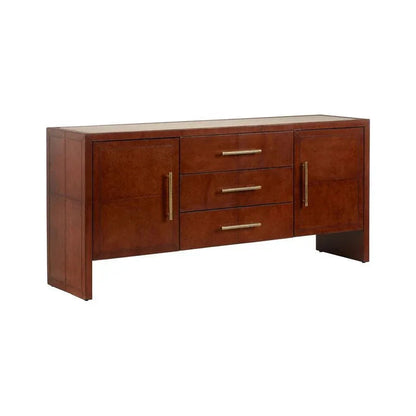 Santino Leather Covered Brown Buffet - LOOMLAN - Chelsea House - Buffets