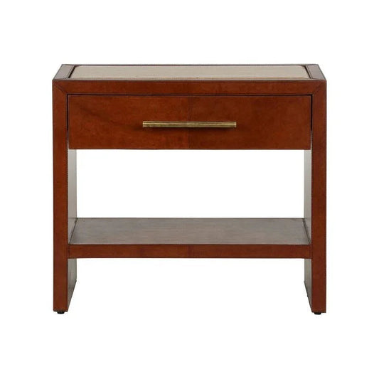 Santino Leather Covered Brown Nightstand - LOOMLAN - Chelsea House - Nightstands