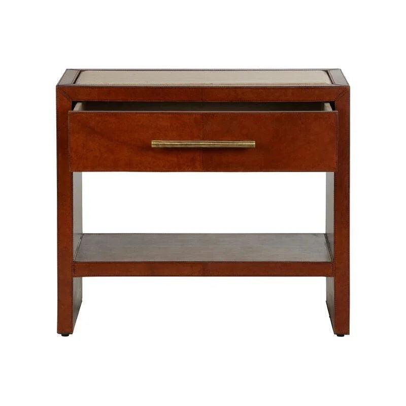 Santino Leather Covered Brown Nightstand - LOOMLAN - Chelsea House - Nightstands