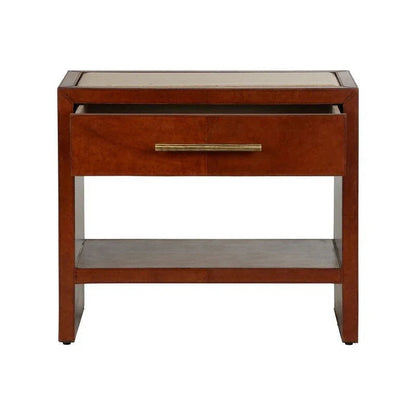 Santino Leather Covered Brown Nightstand - LOOMLAN - Chelsea House - Nightstands