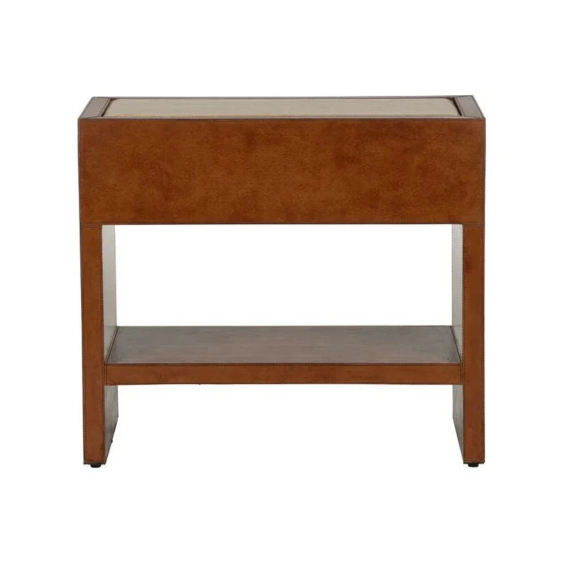 Santino Leather Covered Brown Nightstand - LOOMLAN - Chelsea House - Nightstands