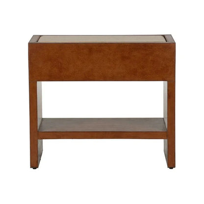Santino Leather Covered Brown Nightstand - LOOMLAN - Chelsea House - Nightstands