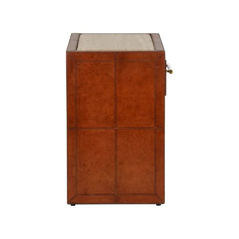 Santino Leather Covered Brown Nightstand - LOOMLAN - Chelsea House - Nightstands